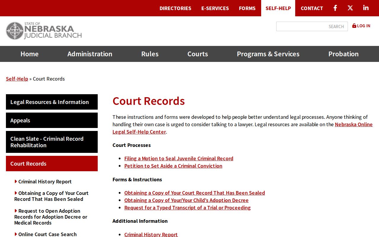 Nebraska court records and set-aside resources for Logan County criminal cases