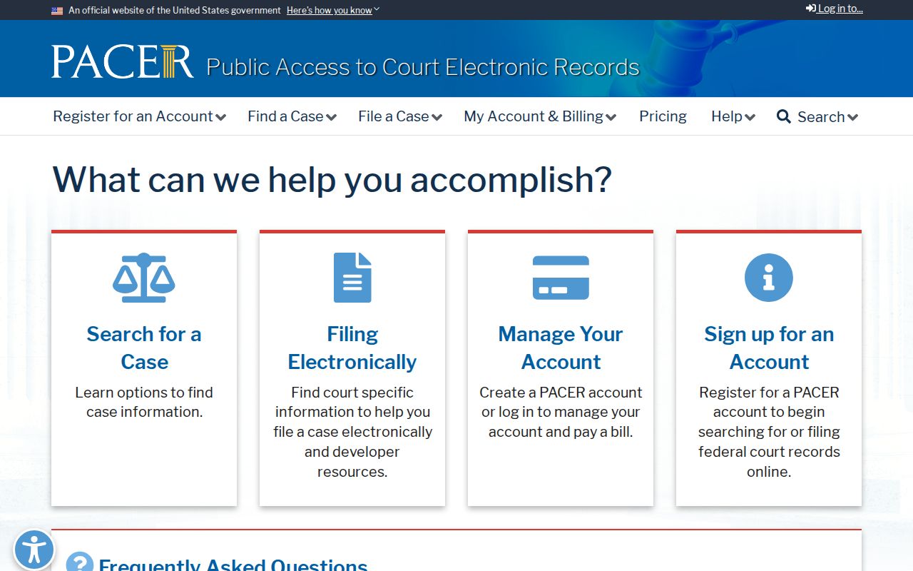PACER federal court record access separate from Logan County court cases