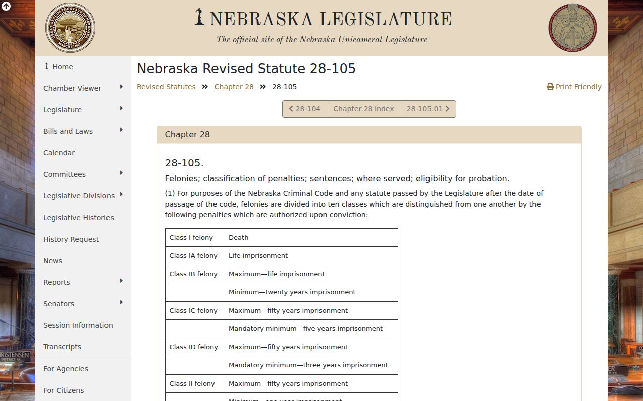 Gandy criminal record lookup and Nebraska felony penalty statute