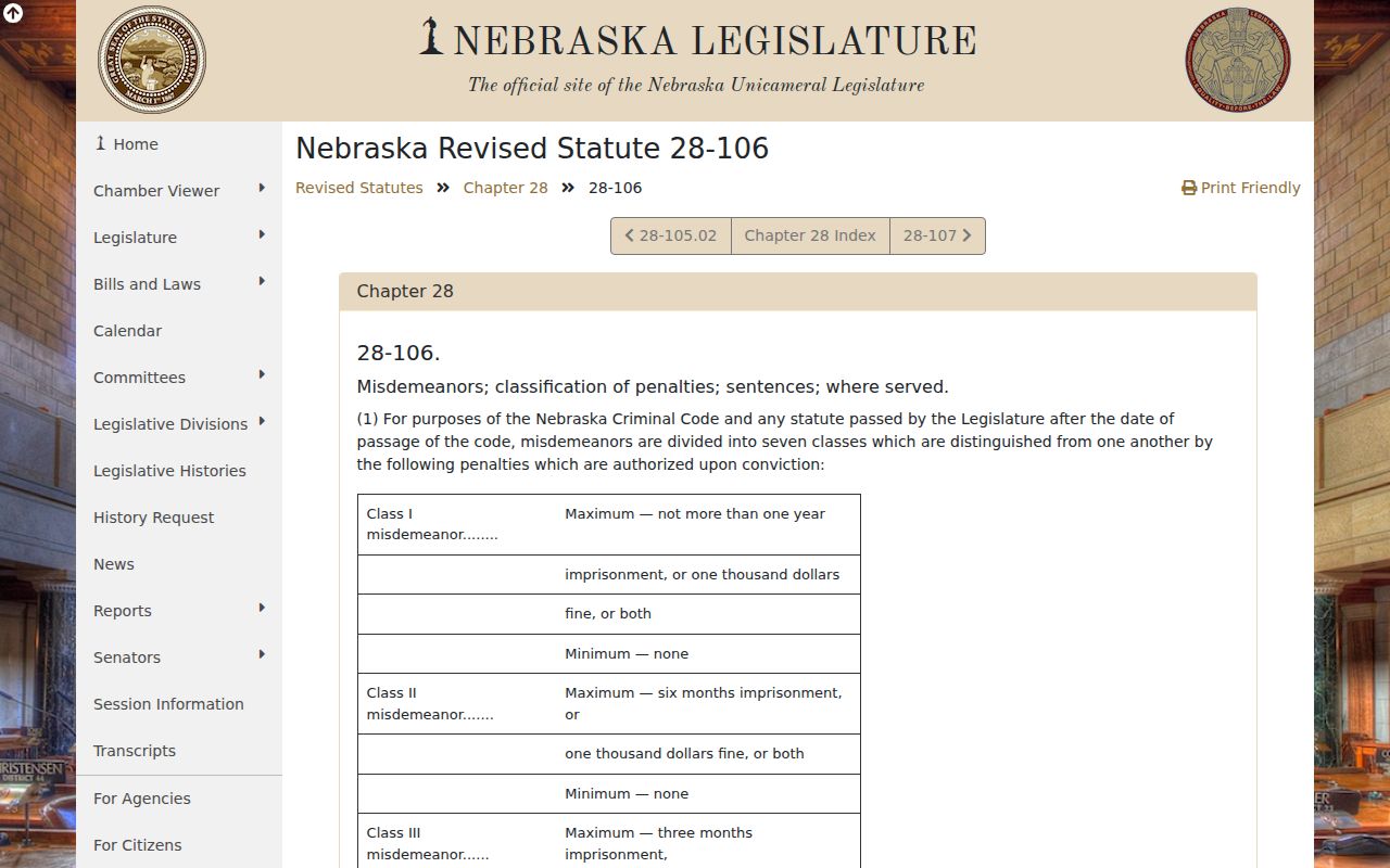 Gandy criminal record check and Nebraska misdemeanor penalty statute