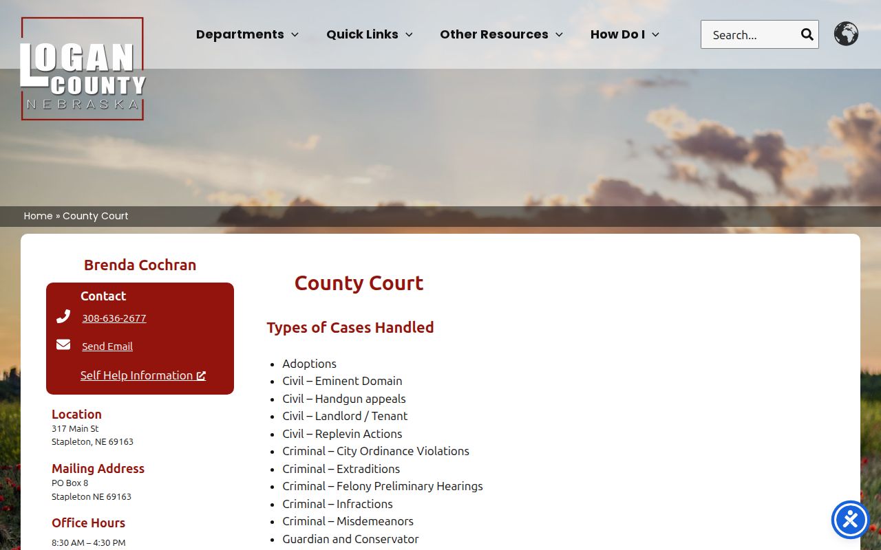 Logan County Court jurisdiction and records counter page